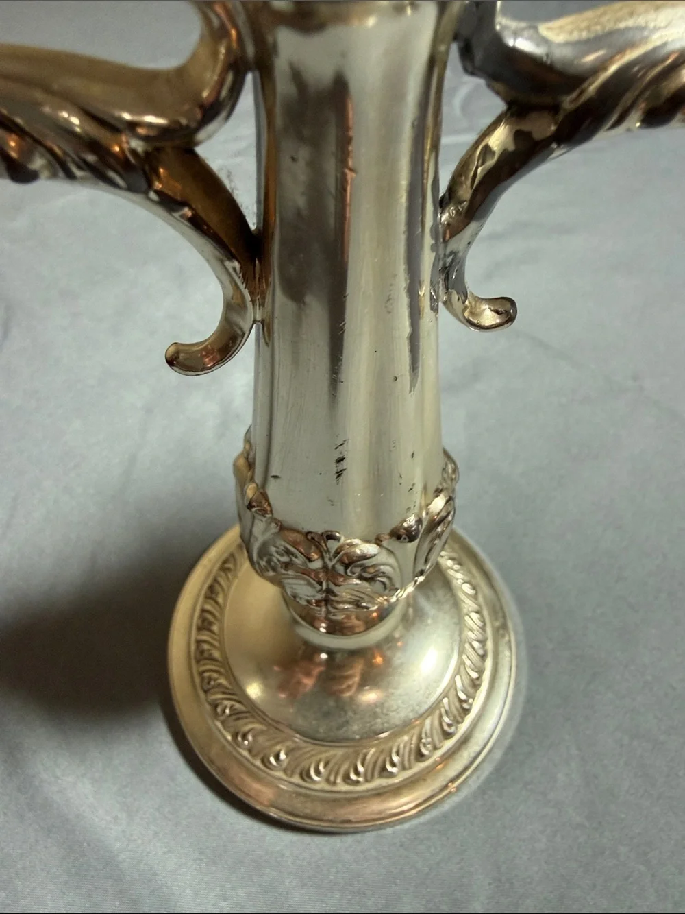 Vintage Ornate Silver Plated 3-Arm Candelabra Candle Holder Baroque Model 2203